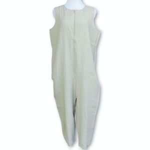Eileen Fisher Crew Neck Organic Linen XL Jumpsuit NWT